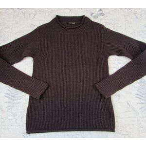 PESERICO Tricot Brown Silk Wool  Cashmere rib knit top Sweater Italy IT 40 US 8